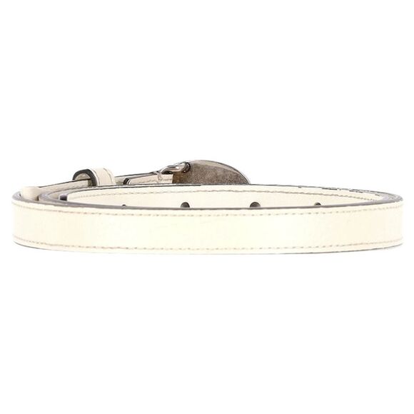 GG Oval Buckle Belt with Enamel in White Leather - Picture 3 of 3